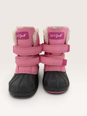 Cat & Jack Toddler Girls Pink and Black Faux Fur Lined Winter Snow Boots Size 7